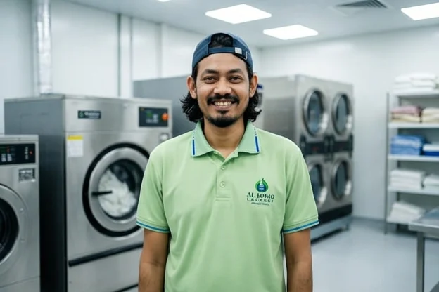 smiley face of Al Jawad laundry staff